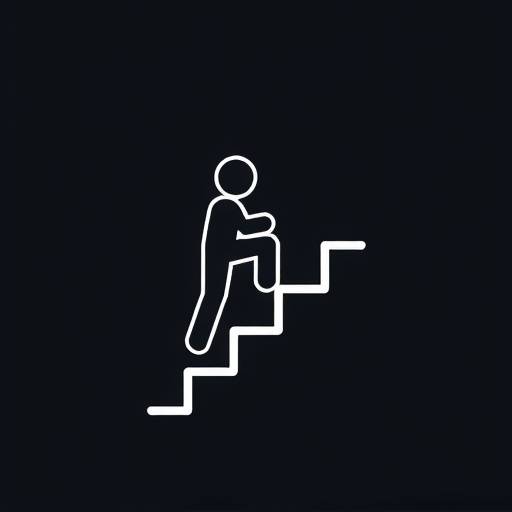 Icona di una persona che sale una scala, simbolo di crescita personale